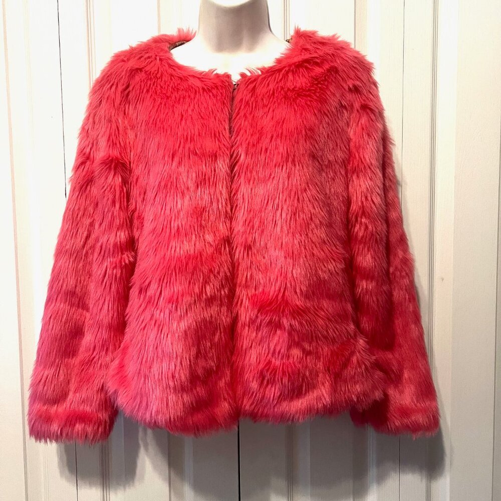 Fashion Fuzzy Pink Jacket-Hooks-X large Girls/X Small Women's-Pockets-Fun-Casual - Picture 2 of 15